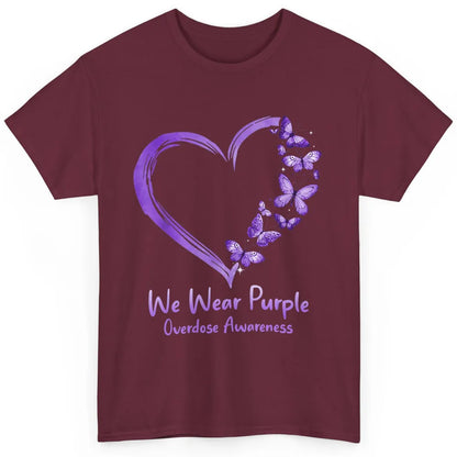Overdose Awareness Month Love Purple Butterfly Heart Warrior Classic Unisex T-Shirt