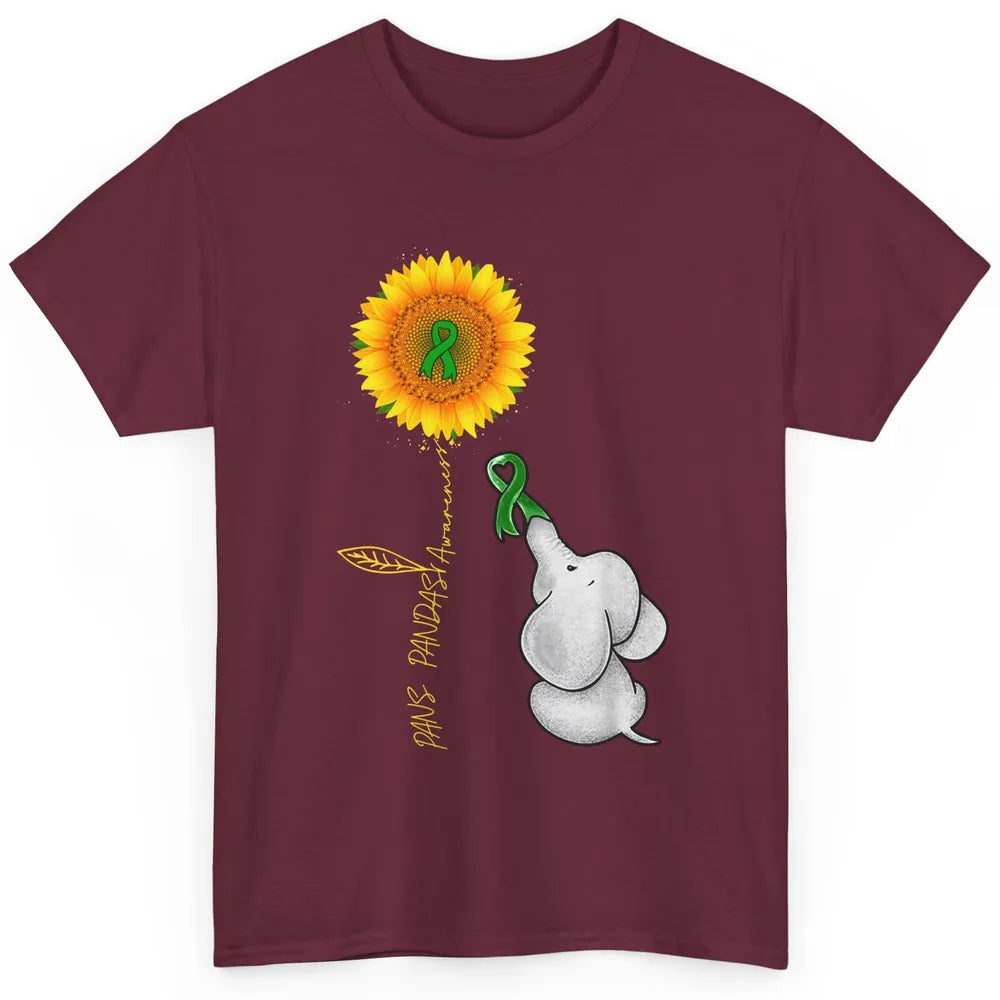 PANS/PANDAS Awareness Green Ribbon Sunflower Baby Elephant Classic Unisex T-Shirt