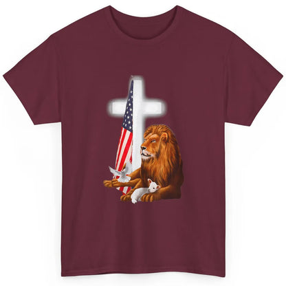 Patriotic Christian Lamb Bible Verse Lion Cross Religious Classic Unisex T-Shirt