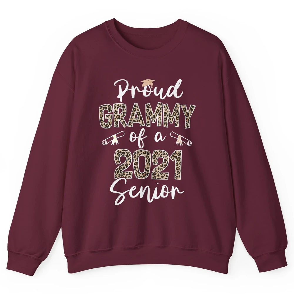 Proud Grammy Of A 2021 Senior Senior 2021 Grad Party Leopard Unisex Crewneck Sweatshirt
