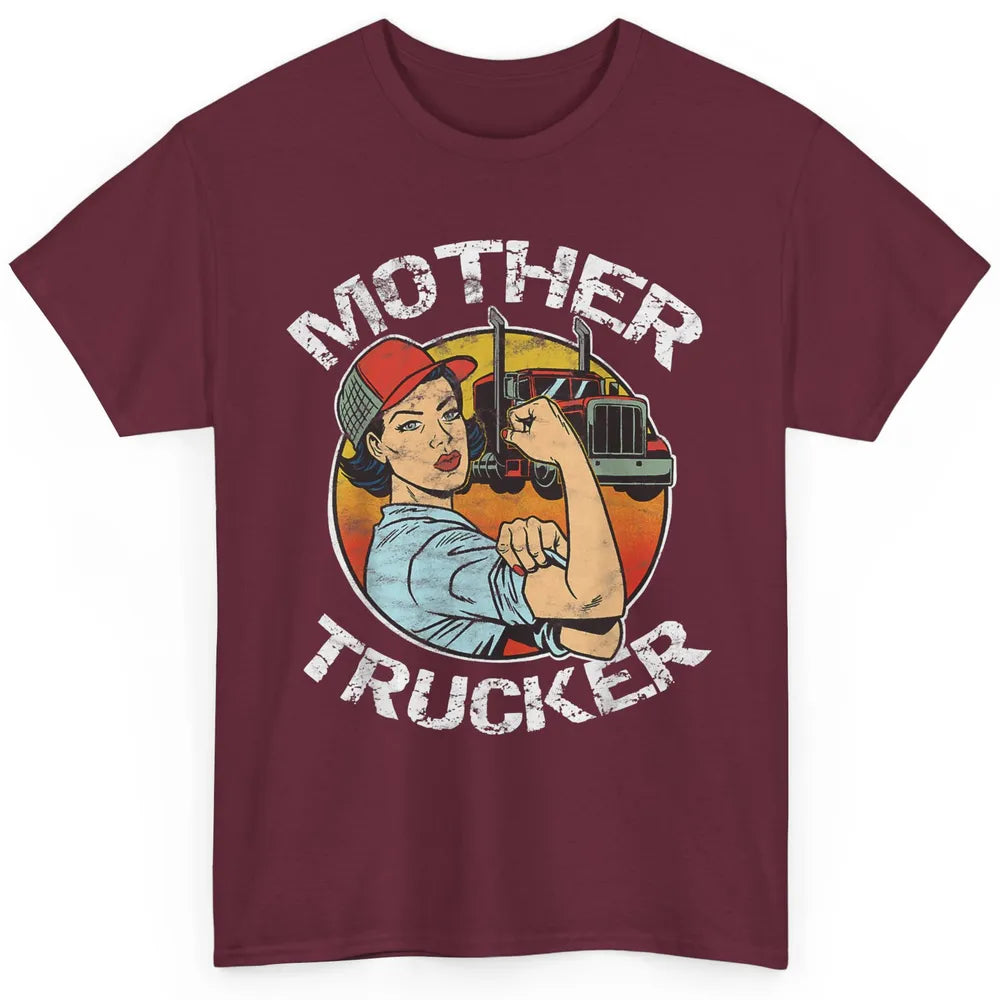 Retro Mother Trucker Truck Driver Mom Life Mothers Day Women Classic Unisex T-Shirt