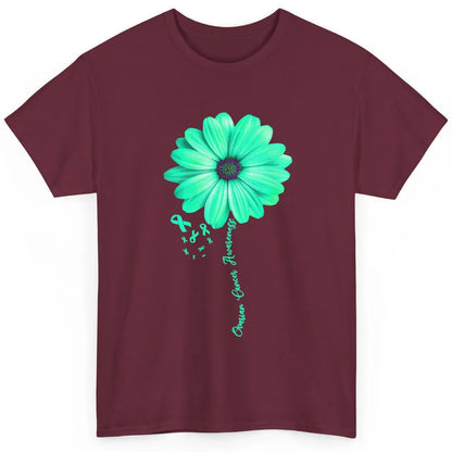 Ovarian Cancer Awareness Daisy Flower Teal Ribbon Cancer Classic Unisex T-Shirt