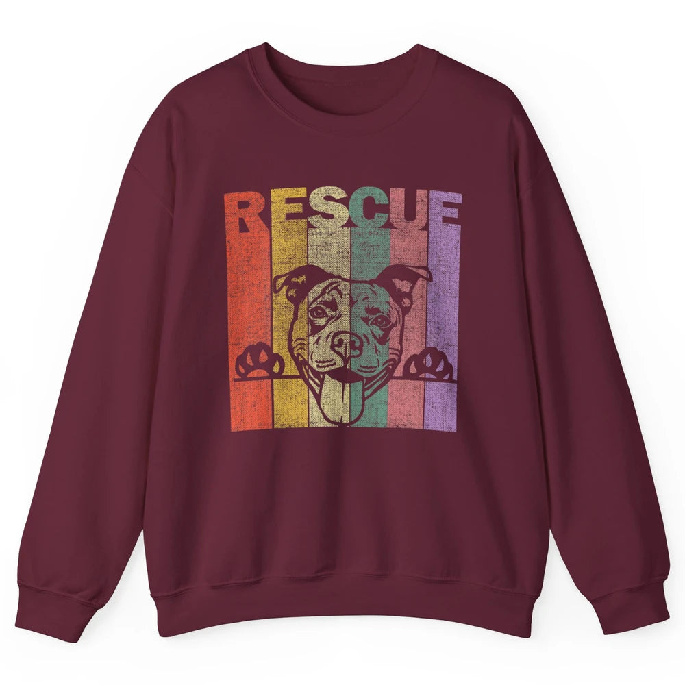 Rescue Dog Pitbull Puppy Adopt Vintage Funny Pet Rescuer Mom Unisex Crewneck Sweatshirt