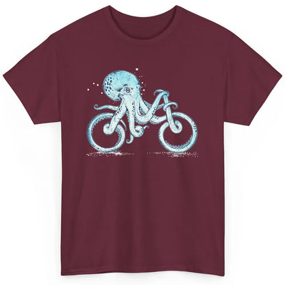Funny Octopus Riding Bicycle Retro Marine Sea Creature Bike Classic Unisex T-Shirt