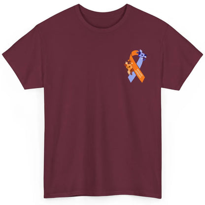 Psoriatic Arthritis Awareness PsA Floral Blue Orange Ribbon Classic Unisex T-Shirt