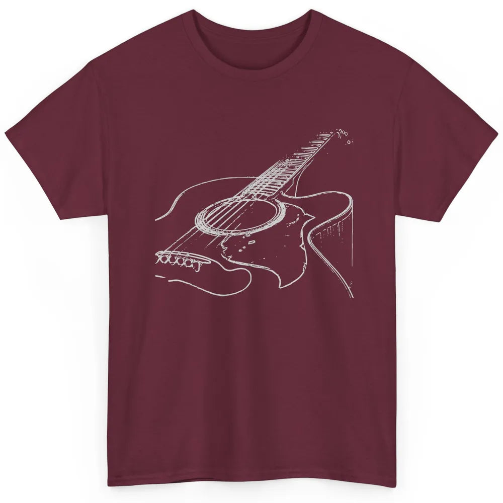 Retro Acoustic Guitar Guitarist Musician Music Lovers Gift Classic Unisex T-Shirt