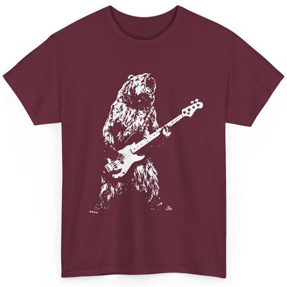 Retro Bear Playing Bass Guitar Bear Guitarist Music Lovers Classic Unisex T-Shirt