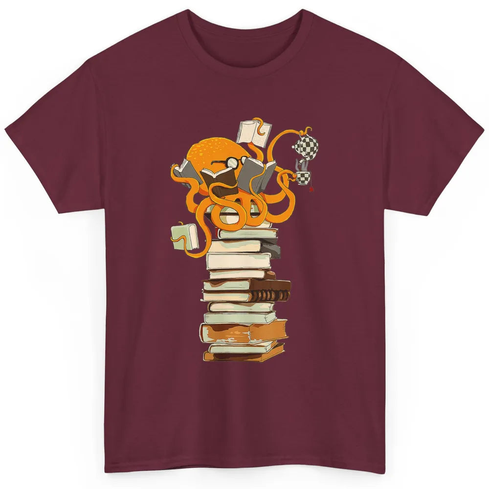 Reading Books Octopus Tea Coffee Sea Animal Marine Bookish Classic Unisex T-Shirt