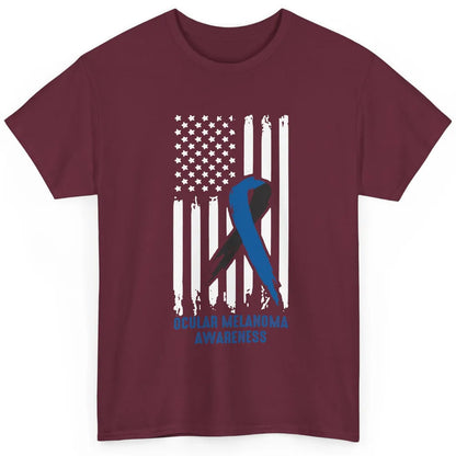 Ocular Melanoma Awareness Ribbon No One Fight Alone US Flag Classic Unisex T-Shirt