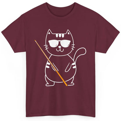 Pool Player Cool Cat Sunglasses Eight Balls Pool Snooker Pun Classic Unisex T-Shirt