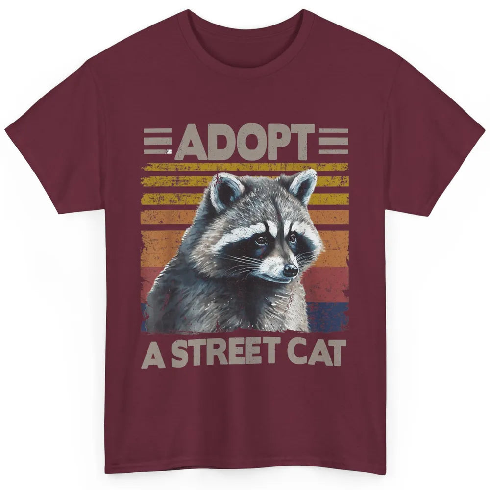 Retro Adopt A Street Cat Raccoon Watercolor Possum Adoption Classic Unisex T-Shirt