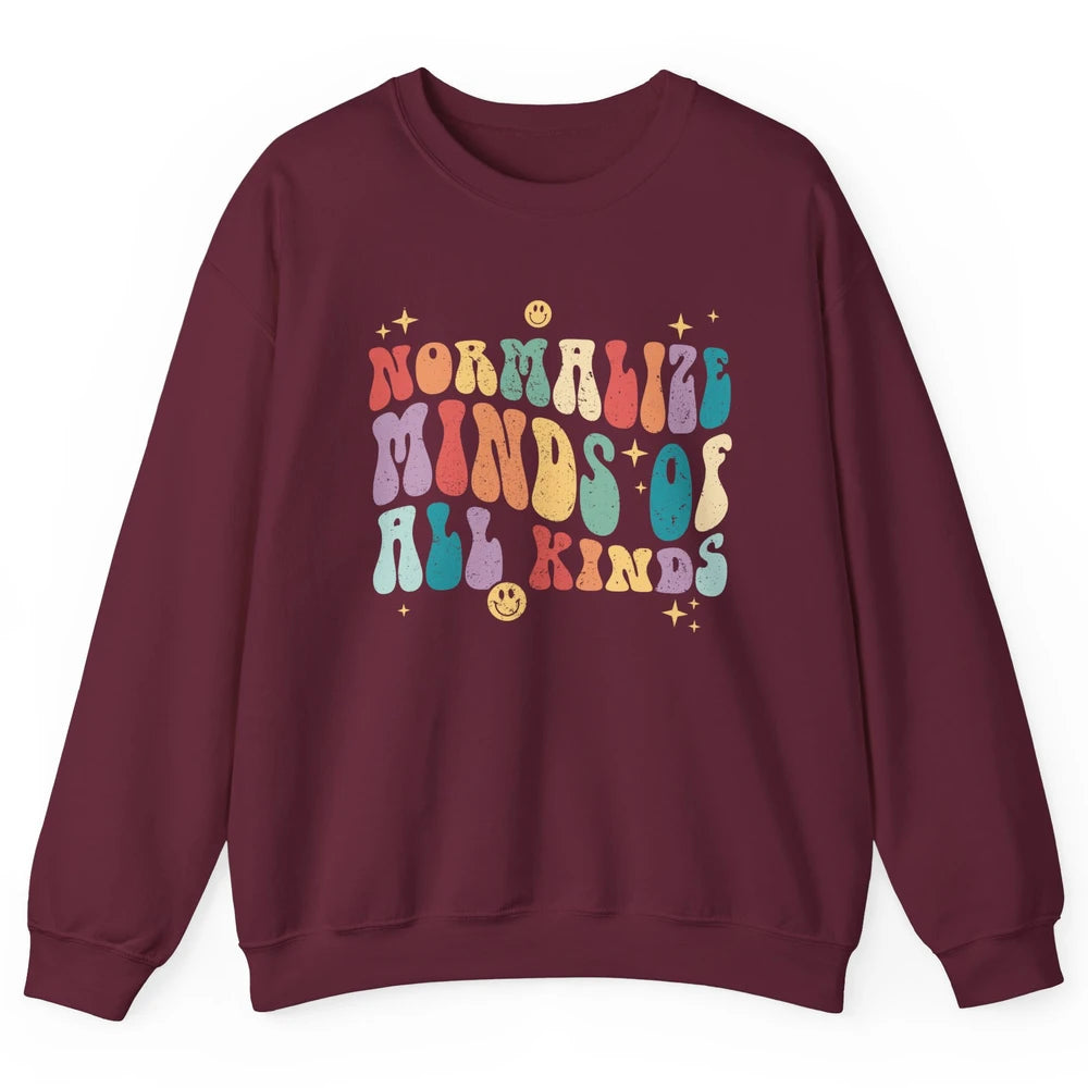 Retro Autism Normalize Minds Of All Kinds Neurodiversity Unisex Crewneck Sweatshirt