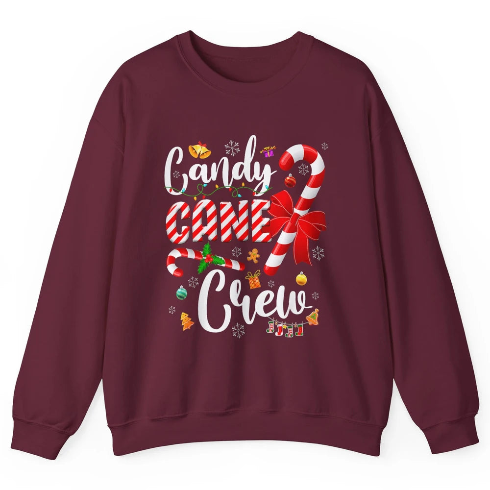 Merry Christmas Sweet Candy Cane Crew Xmas Tree Lights Santa Unisex Crewneck Sweatshirt