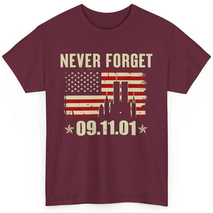 Retro Never Forget 911 American Flag Patriotic Memorial Gift Classic Unisex T-Shirt