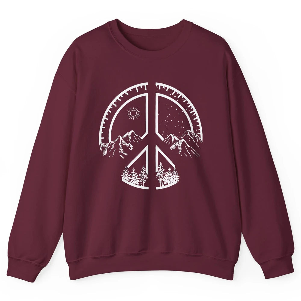 Peace Love Hiking Mountain Hikers Exploring Nature Camping Unisex Crewneck Sweatshirt