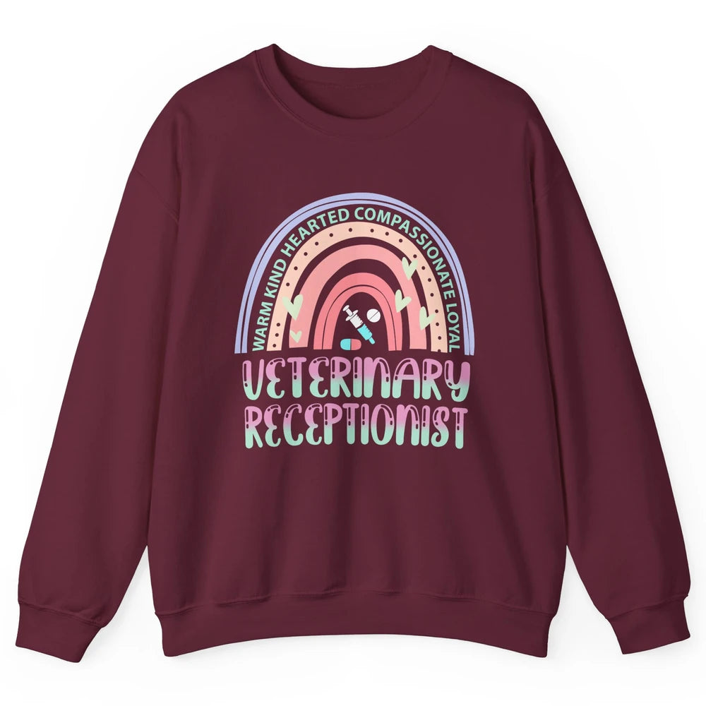 Pink Rainbow Veterinarian Receptionist Dog Recue Dog Mom Unisex Crewneck Sweatshirt