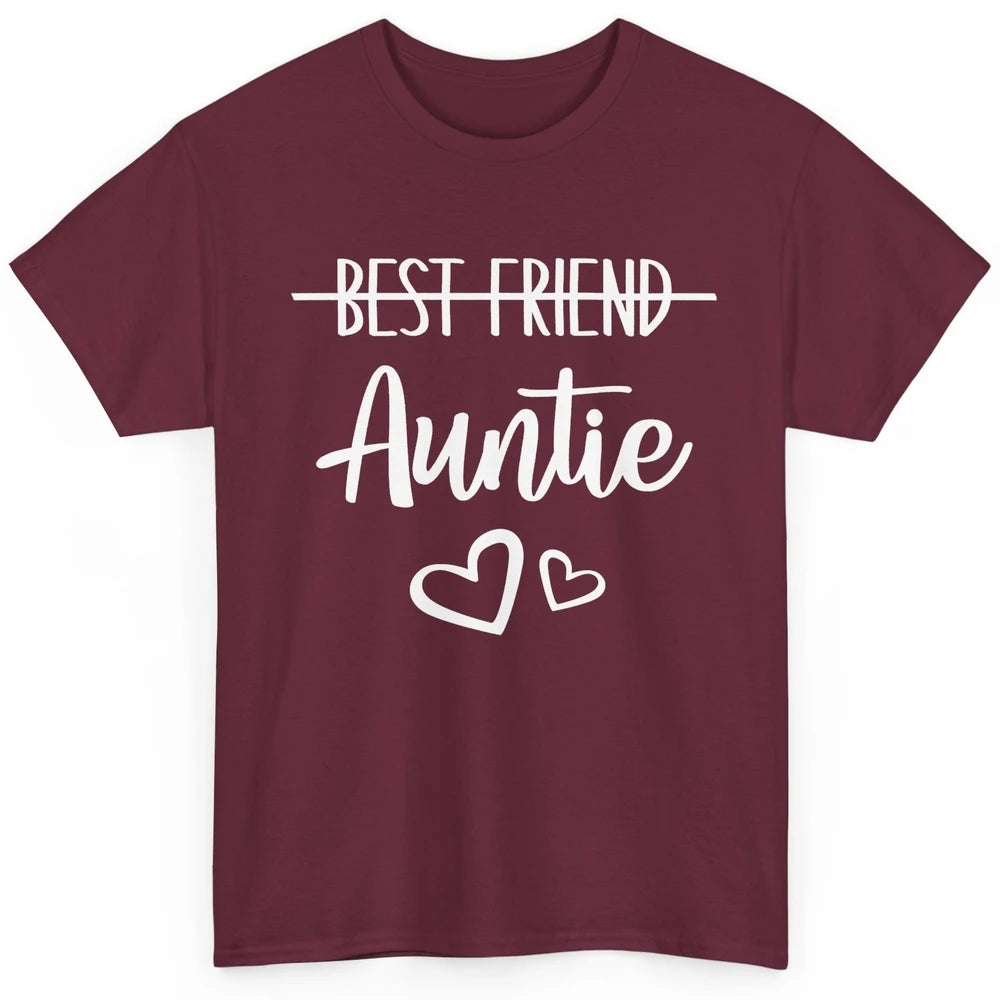 Promoted From Bestie To Auntie Pregnancy Reveal Bestfriend Classic Unisex T-Shirt