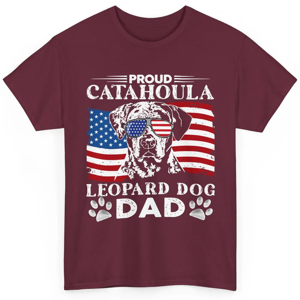 Proud Catahoula Leopard Dog Dad US Flag Patriotic 4th July Classic Unisex T-Shirt