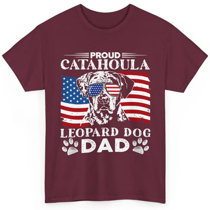 Proud Catahoula Leopard Dog Dad US Flag Patriotic 4th July Classic Unisex T-Shirt