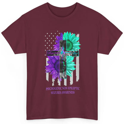 PNES Awareness Faith Hope Love Jesus Cross US Flag Ribbon Classic Unisex T-Shirt