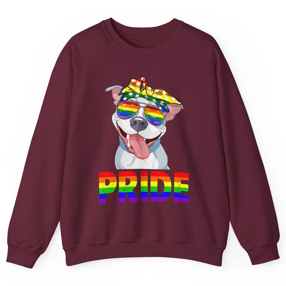 Pitbull Pride Dog Mom LGBT Gay Pride Month Unisex Crewneck Sweatshirt