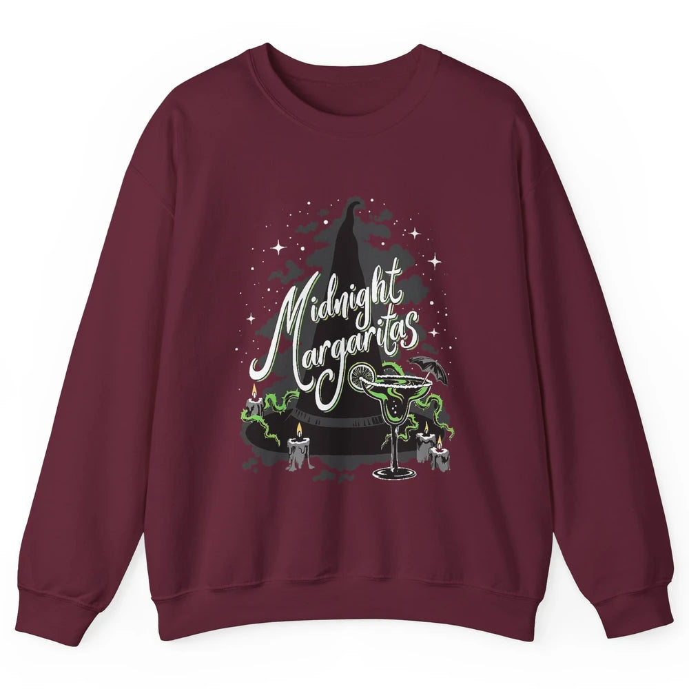 Midnight Margaritas Witch Hat Wine Halloween Spooky Party Unisex Crewneck Sweatshirt