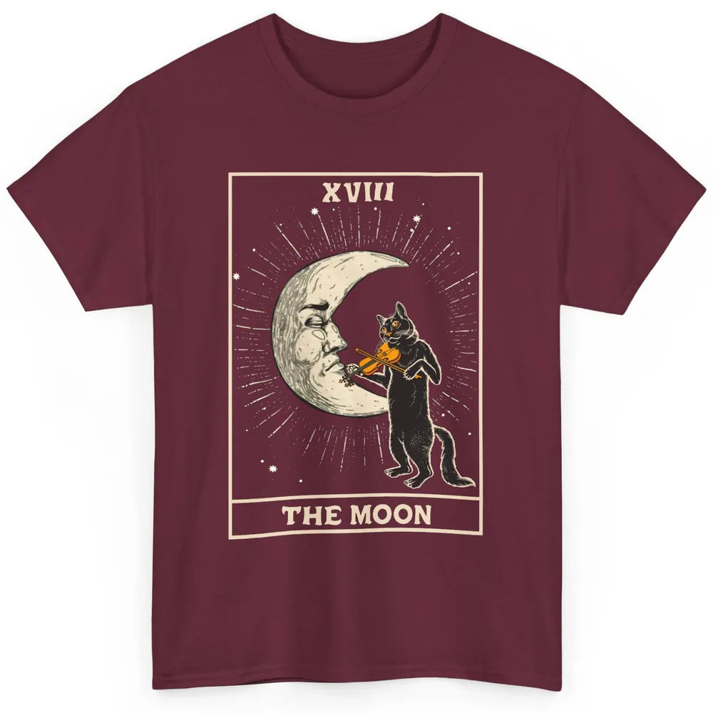 Retro Halloween Cat Guitarist The Moon Tarot Card Witchcraft Classic Unisex T-Shirt