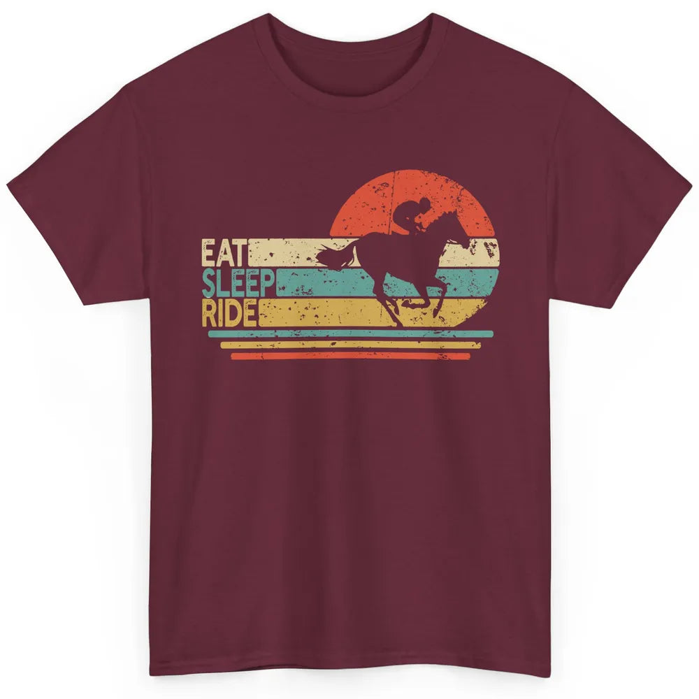 Retro Cowboy Riding Horse Eat Sleep Ride Western Cowgirl Classic Unisex T-Shirt