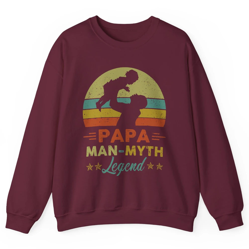 Papa Man Myth Legend Fathers Day Vintage Unisex Crewneck Sweatshirt