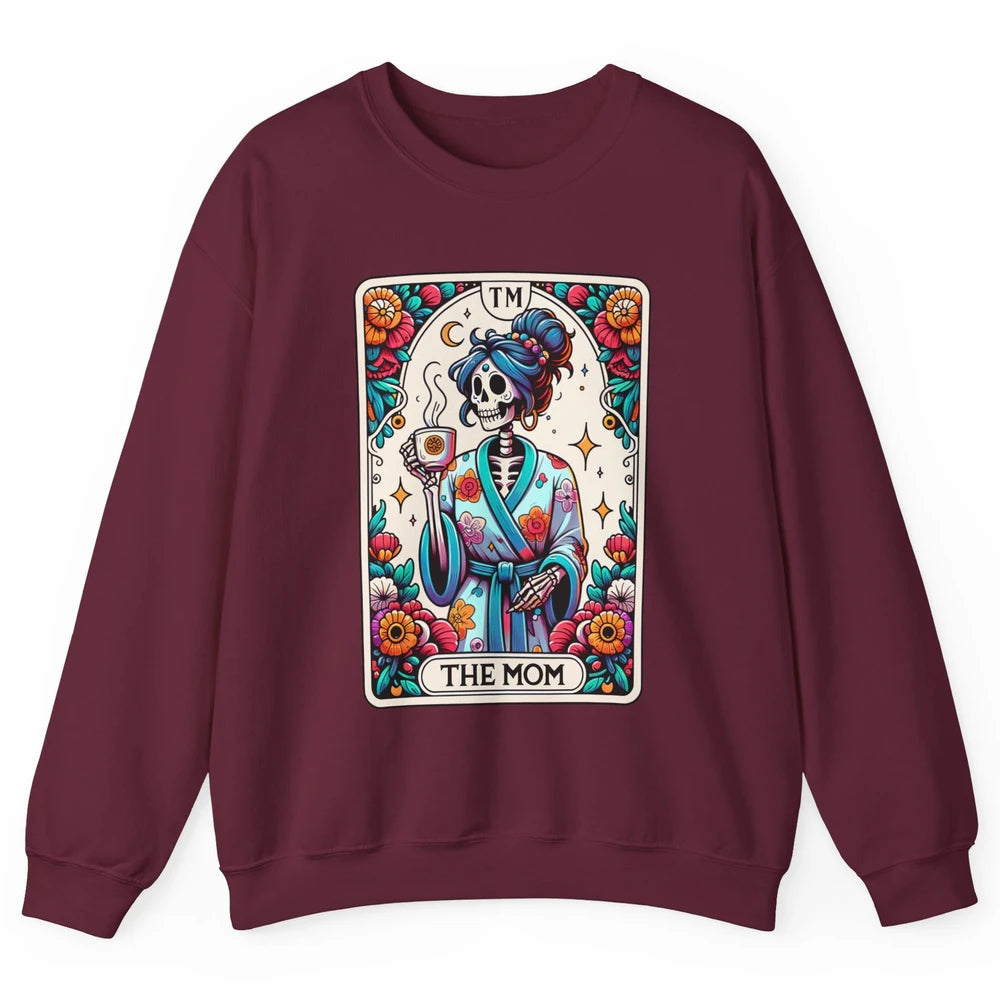 Retro Floral Skeleton The Mom Tarot Card Halloween Mom Life Unisex Crewneck Sweatshirt