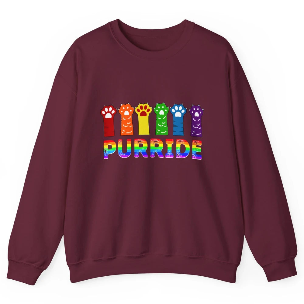 Purride Funny Cat Lover LGBT Pride Awareness Gift LGBT Month Unisex Crewneck Sweatshirt