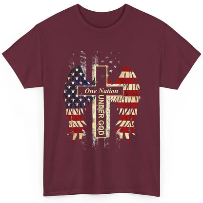 Patriotic One Nation Under God American Flag Faith Cross Classic Unisex T-Shirt