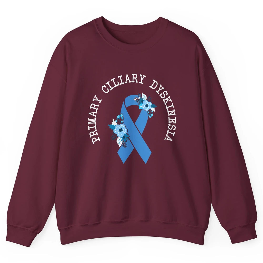 Primary Ciliary Dyskinesia Blue Ribbon Respiratory Diseases Unisex Crewneck Sweatshirt