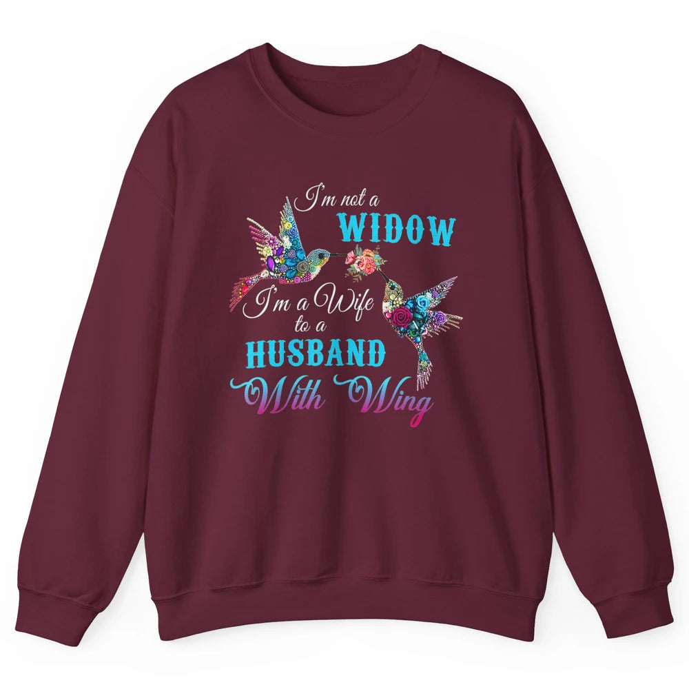 Not Widow Wife Of Husband In Heaven Angel With Wings Birds Unisex Crewneck Sweatshirt