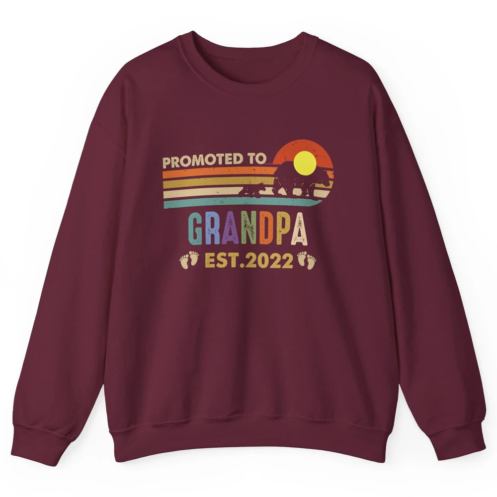 Retro Bear Sunset Promoted To Grandpa Est 2022 Grandpa Gift Unisex Crewneck Sweatshirt