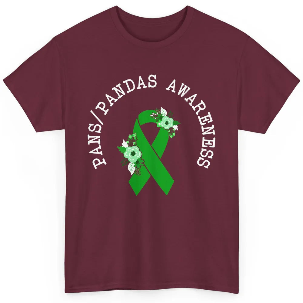 PANS/PANDAS Awareness Floral Green Ribbon Pans Disease Classic Unisex T-Shirt