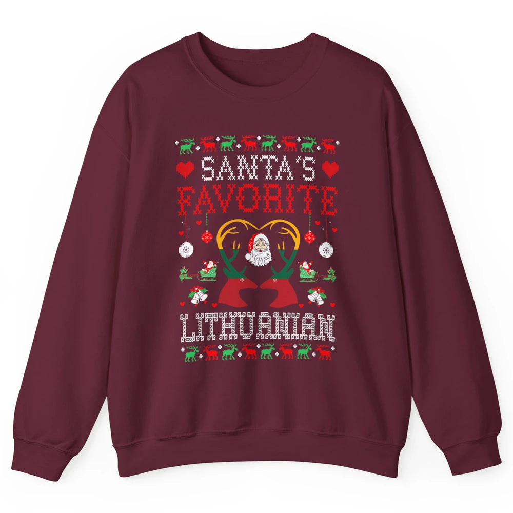 Merry Christmas Santa Favorite Lithuanian Xmas Ugly Santa Unisex Crewneck Sweatshirt