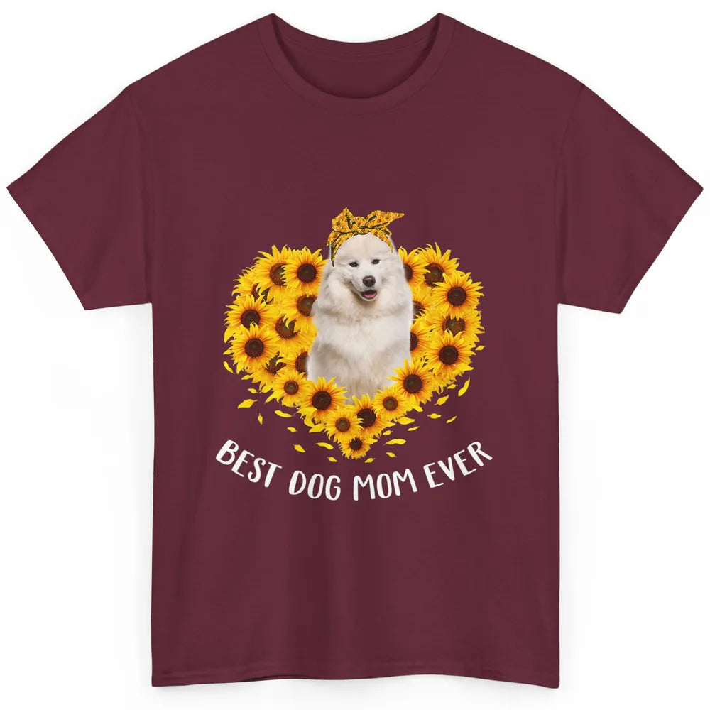 Retro Best Samoyed Dog Mom Ever Mother Puppy Sunflower Heart Classic Unisex T-Shirt