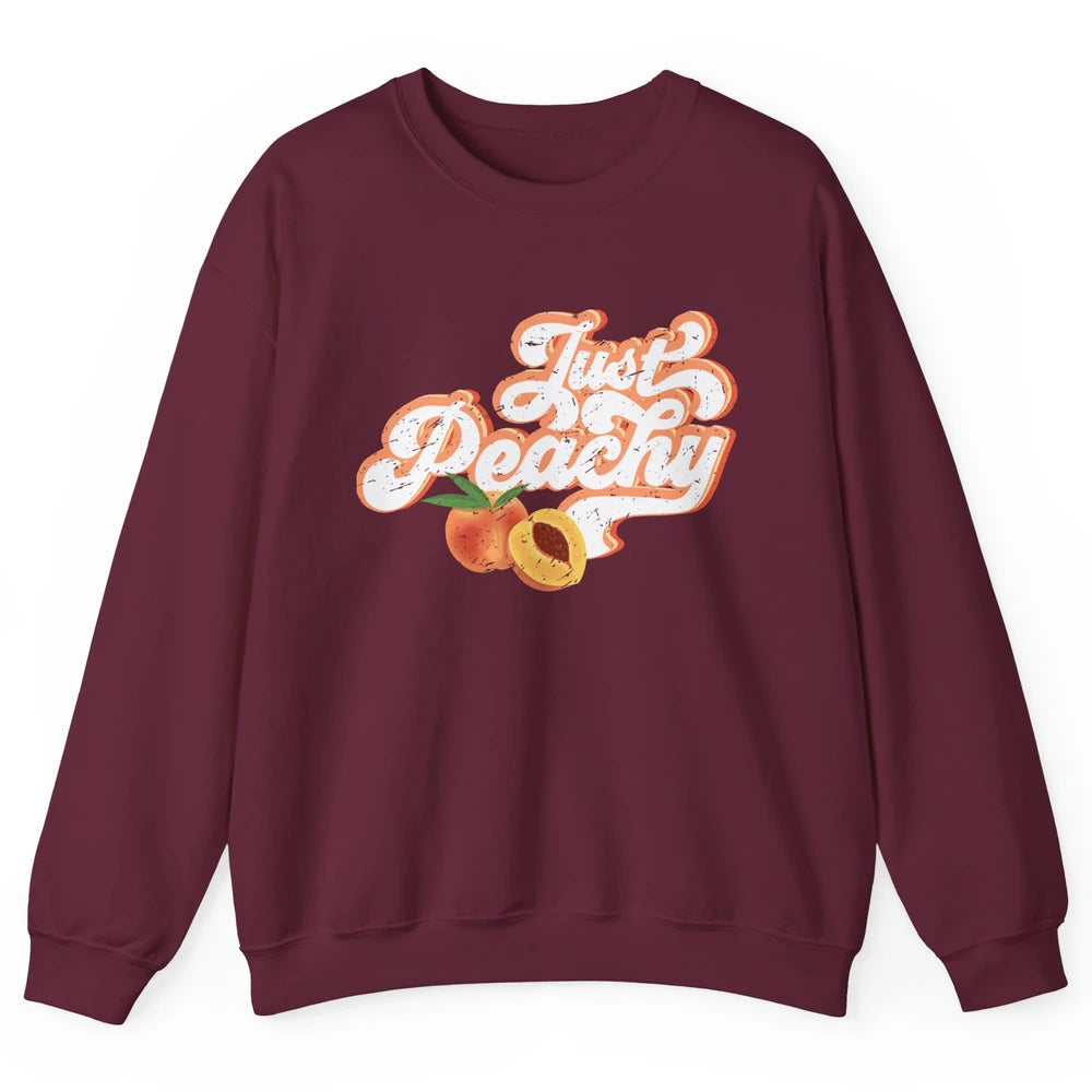 Retro Just Peachy Retro 70s Georgia Peaches Summer Fruit Unisex Crewneck Sweatshirt