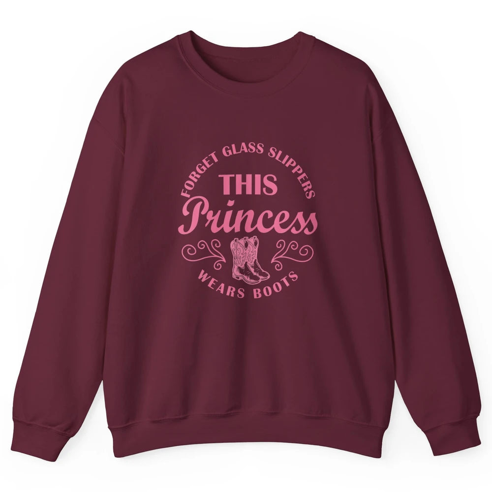 Princess Cowboy Boots Western Country Cowgirl Girls Rodeo Unisex Crewneck Sweatshirt