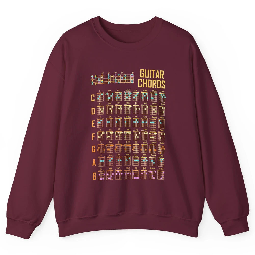Music Art Guitar Chords Retro Guitarist Play Guitar Musician Unisex Crewneck Sweatshirt