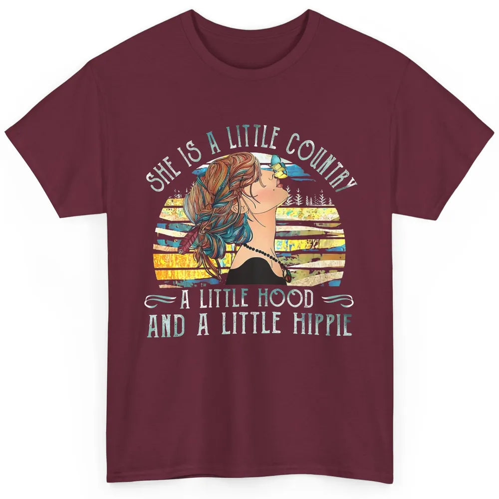 Retro Hippie Girl She's A Little Country A Little Hood Peace Classic Unisex T-Shirt