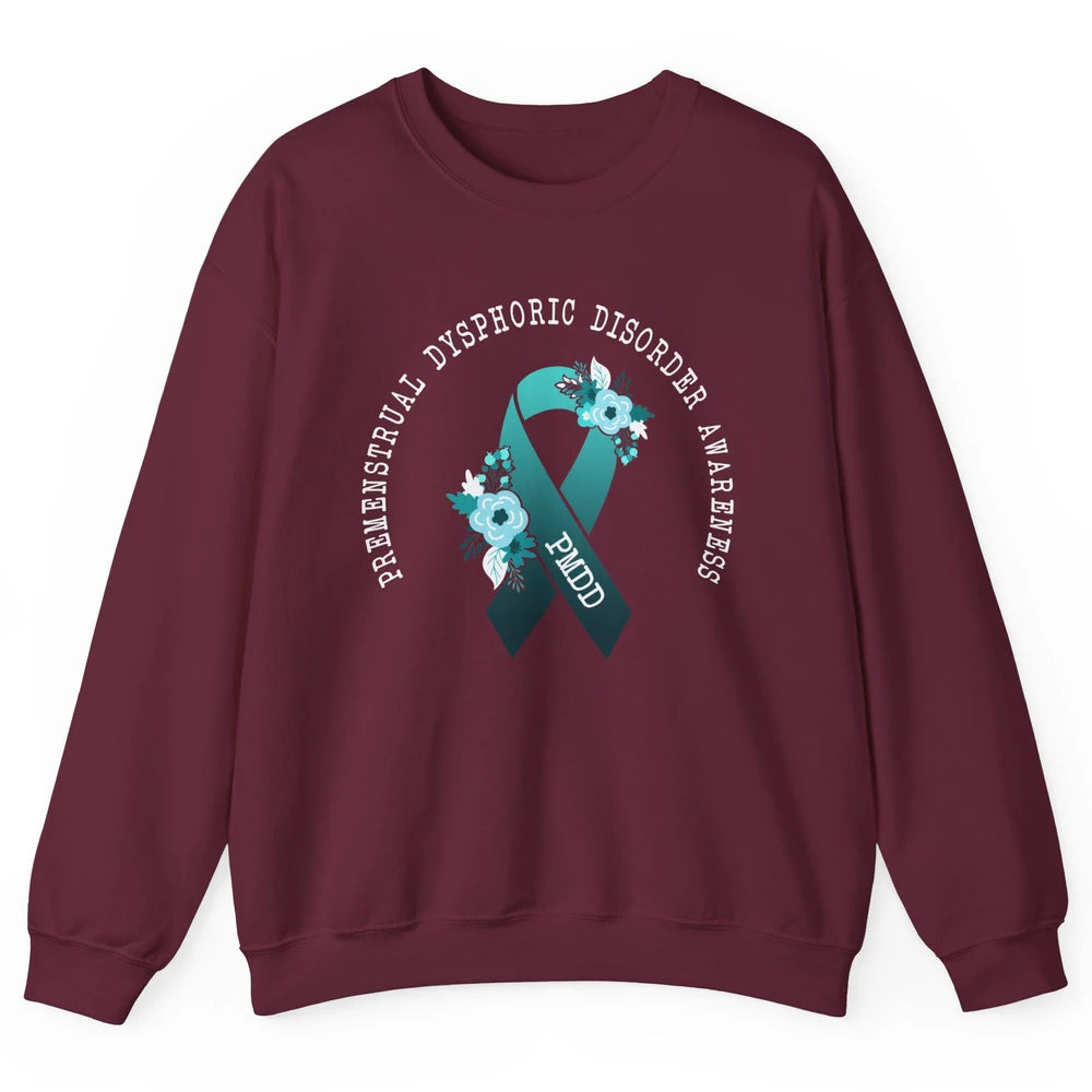 Premenstrual Dysphoric Disorder PMDD Awareness Ribbon Unisex Crewneck Sweatshirt