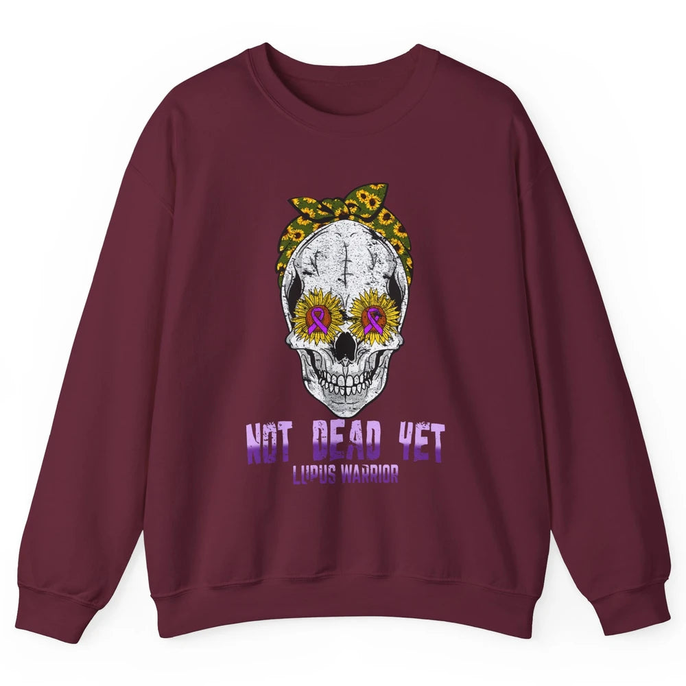 Not Dead Yet Skull Lupus Awareness Funny Sunflower Skeleton Unisex Crewneck Sweatshirt