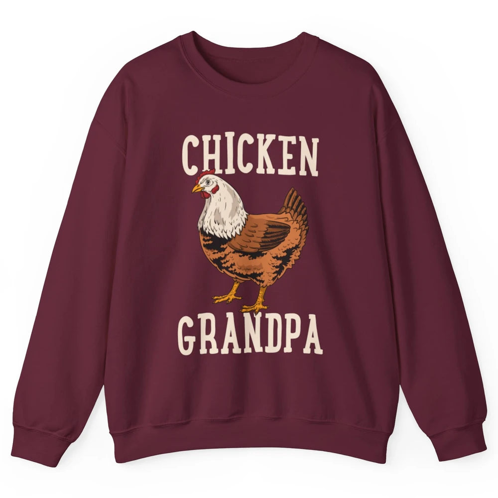 Retro Chicken Grandpa Funny Grandfather Vintage Farm Animal Unisex Crewneck Sweatshirt