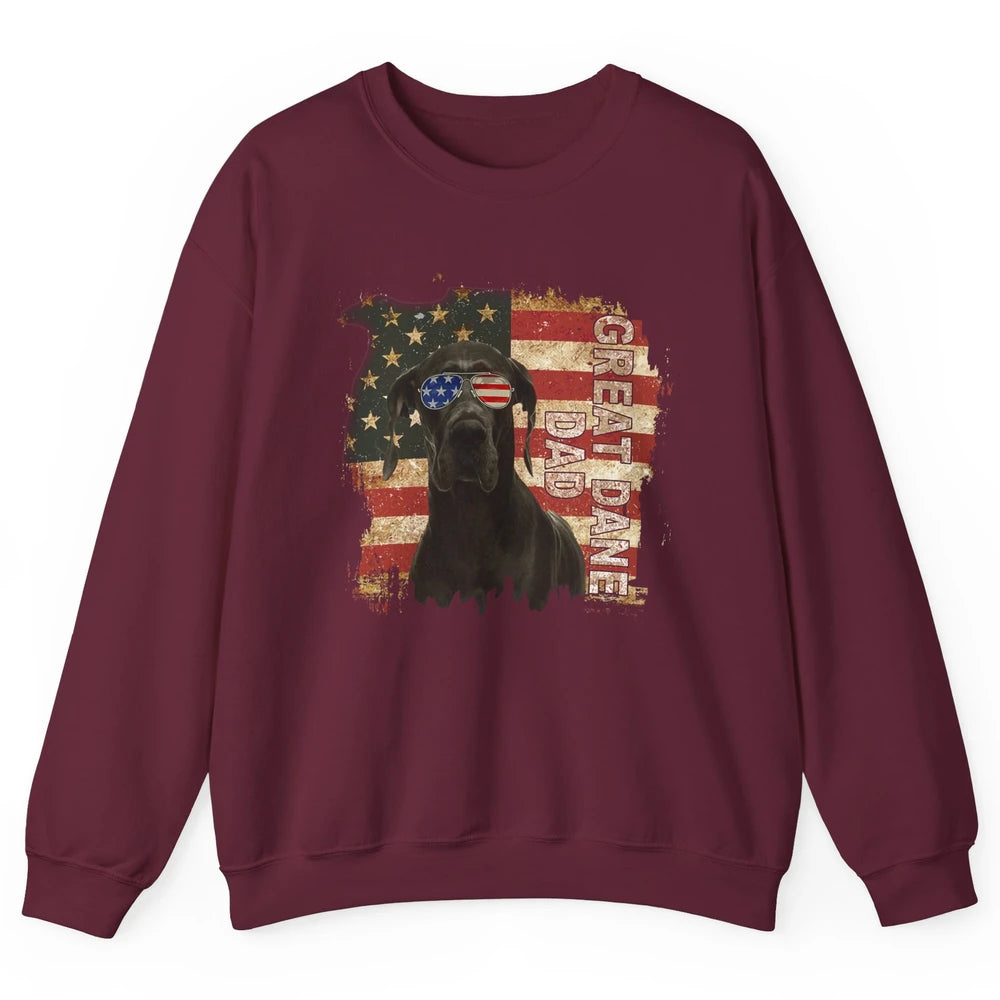 Retro Best Great Dane Dad Ever American Flag 4th Of July Unisex Crewneck Sweatshirt