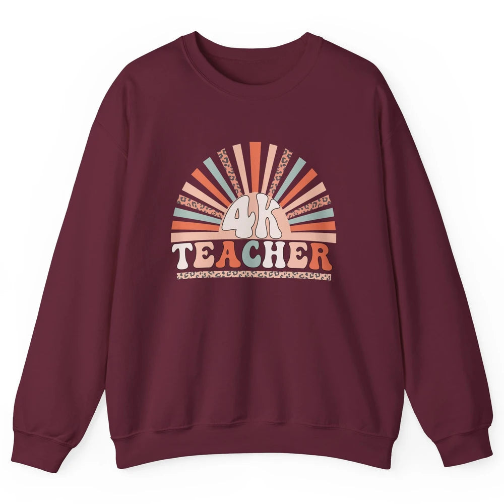 Retro 4k Teacher Kindergarten Back to School Pre-K Teacher Unisex Crewneck Sweatshirt