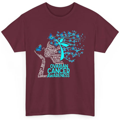 Ovarian Cancer Awareness Hope Love Cure Teal Ribbon Classic Unisex T-Shirt