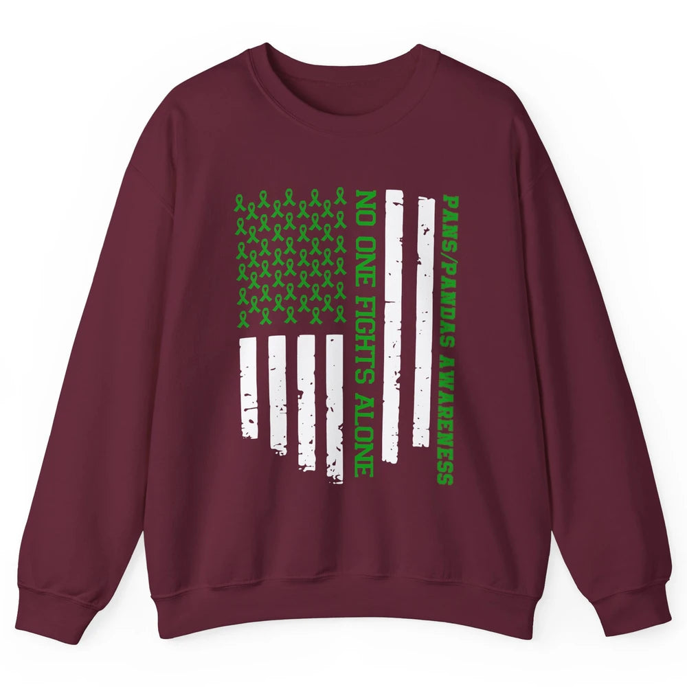 PANS/PANDAS Awareness Retro US Flag No One Fight Alone Unisex Crewneck Sweatshirt