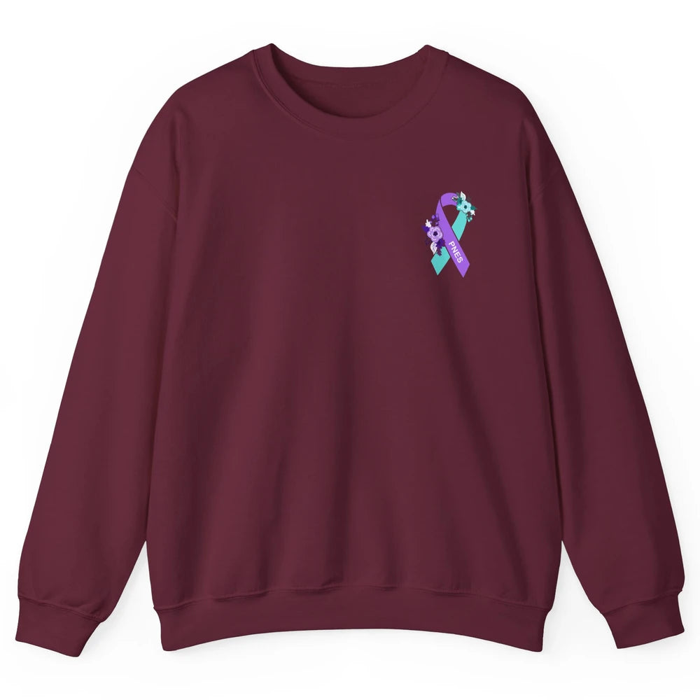 Psychogenic Non-epileptic Seizures PNES Purple Teal Ribbon Unisex Crewneck Sweatshirt